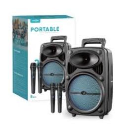 GTS 2385 Portable Rechargeable 8 inch Wireless Speaker With 2 Wireless Microphone Karaoke